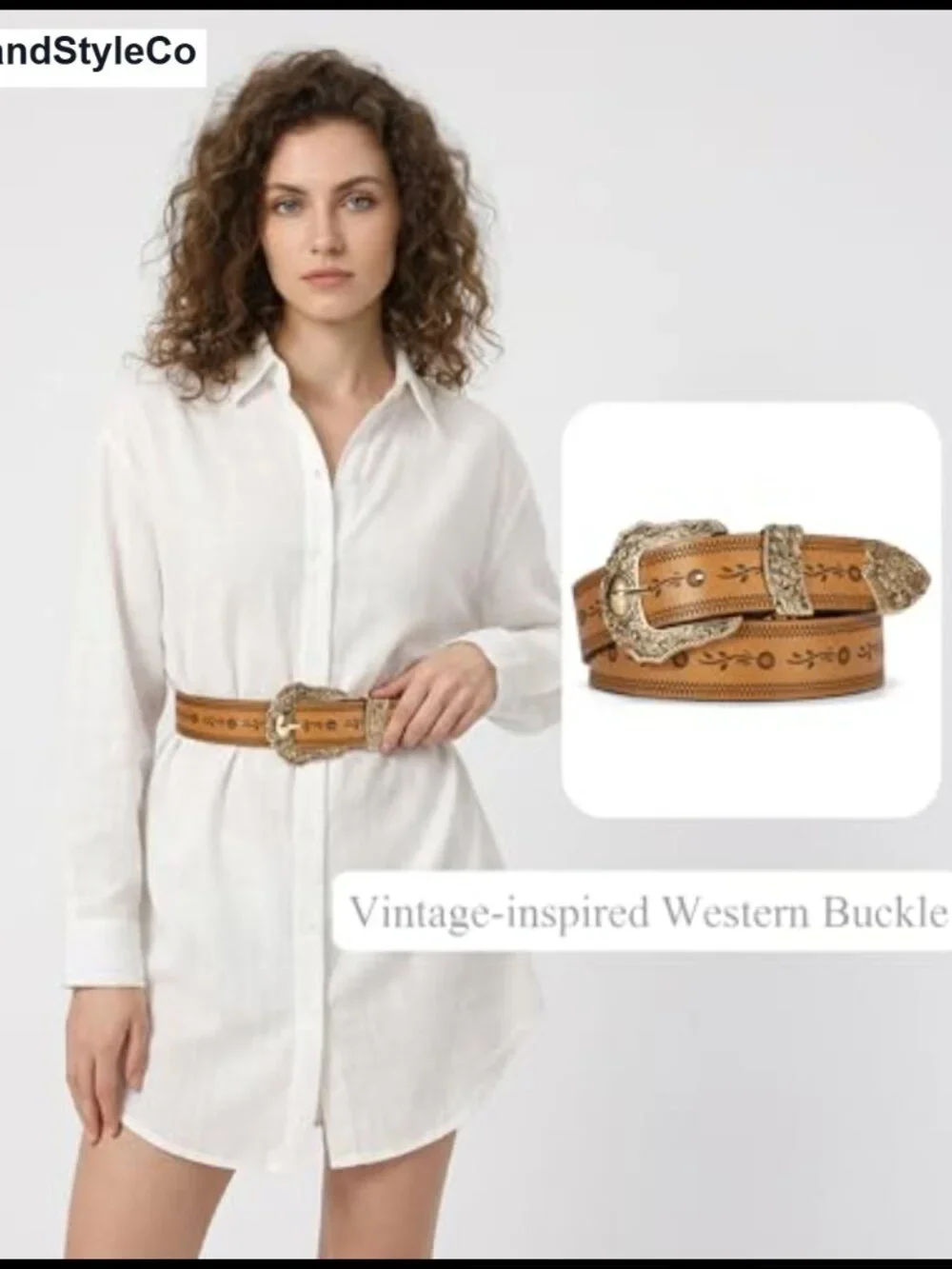 Set of 2 Western Cowgirl Belts for Women PU Leather 1.4
